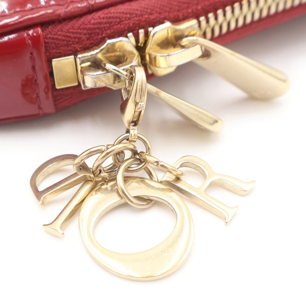 Christian Dior(クリスチャンディオール) カナージュ フォンショルダーバッグ チェーンバッグ ミニバッグ レッド パテント レザー ゴールド金具 レディース