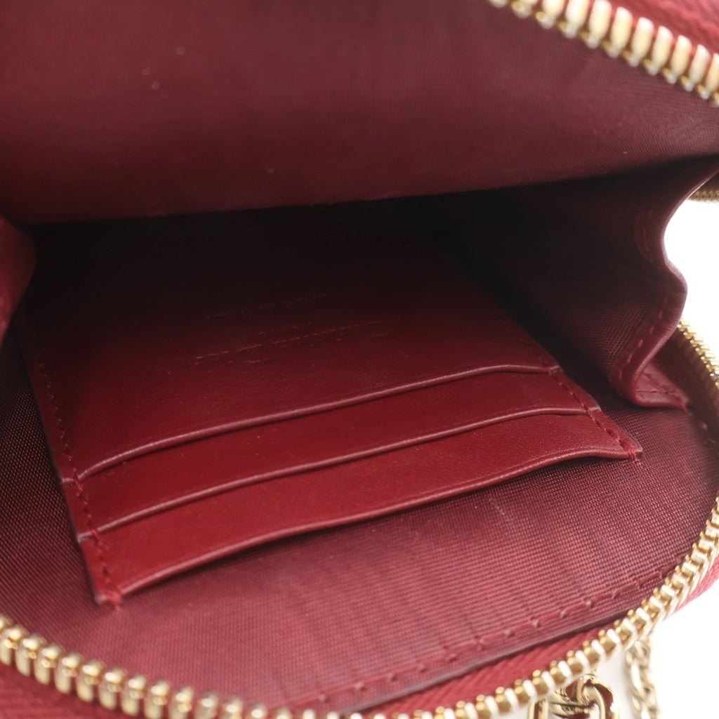 Christian Dior(クリスチャンディオール) カナージュ フォンショルダーバッグ チェーンバッグ ミニバッグ レッド パテント レザー ゴールド金具 レディース