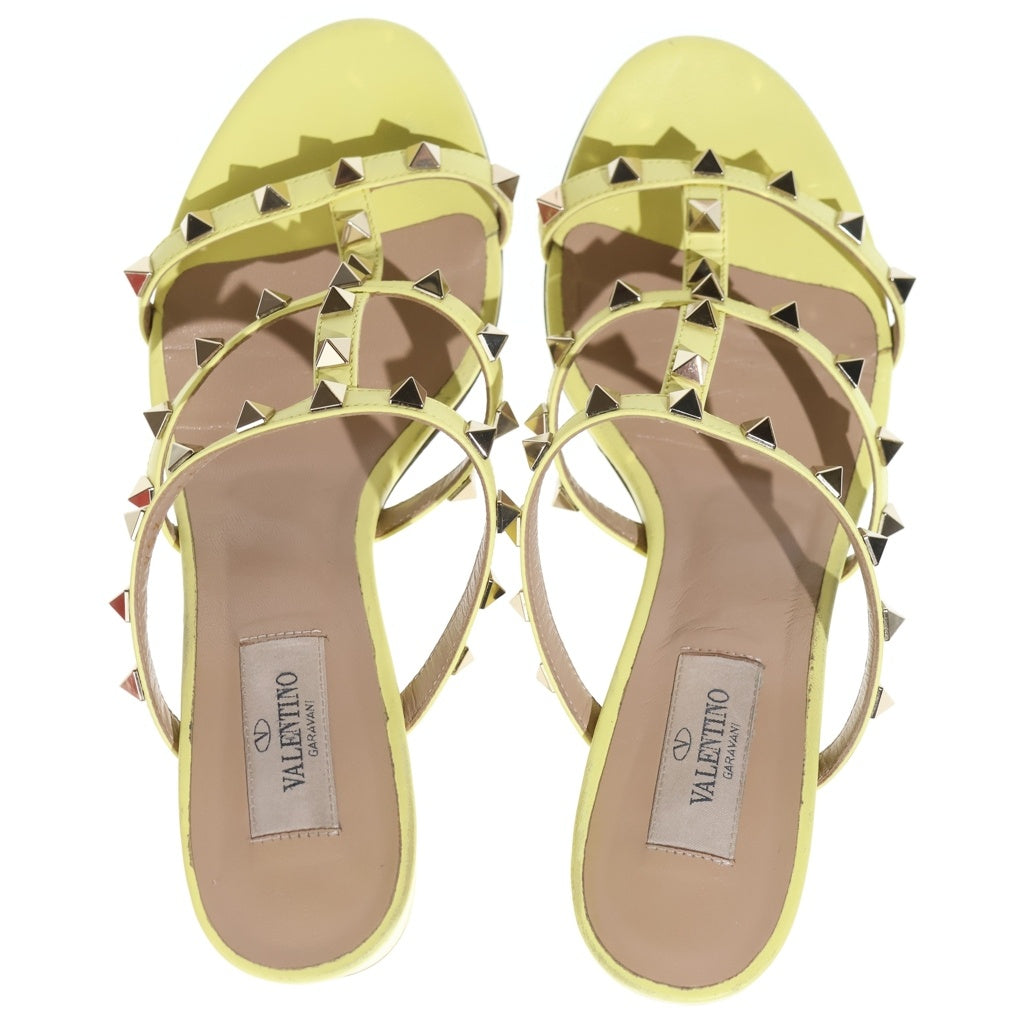 VALENTINO(ヴァレンティノ) スタッズ付きヒールサンダル レザー イエロー レディース