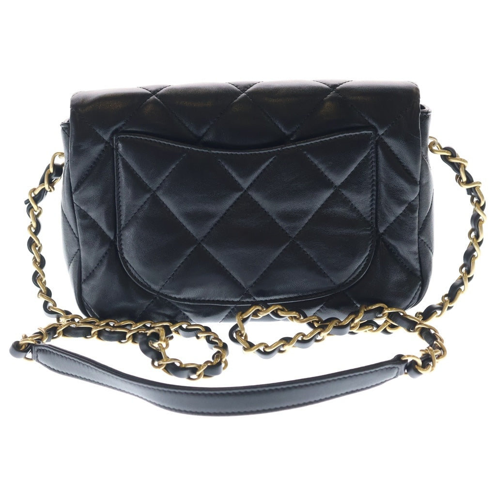 CHANEL(シャネル) マトラッセ ハートロック チェーンショルダーバッグ ラムスキン ゴールド金具 ブラック プレート AS3979 レディース