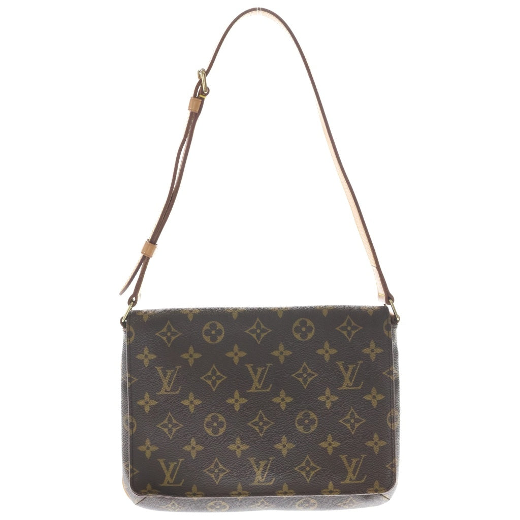 LOUIS VUITTON(ルイヴィトン) モノグラム ミュゼットタンゴ ショルダーバッグ ブラウン レザー×PVC M51388 ゴールド金具 レディース