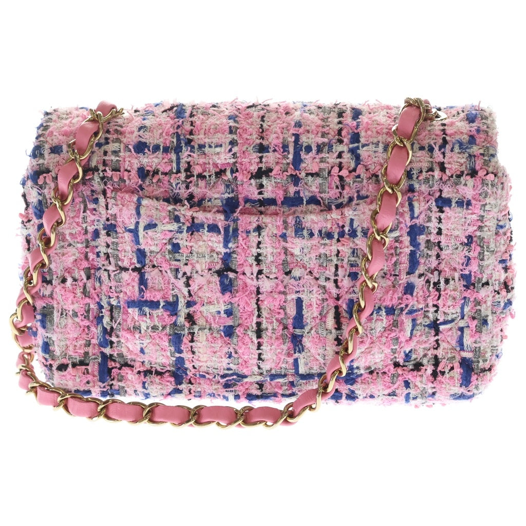 CHANEL(シャネル) ミニマトラッセ 20 シングルフラップ シングルチェーン ショルダーバッグ ピンク ツイード GD金具 レディース