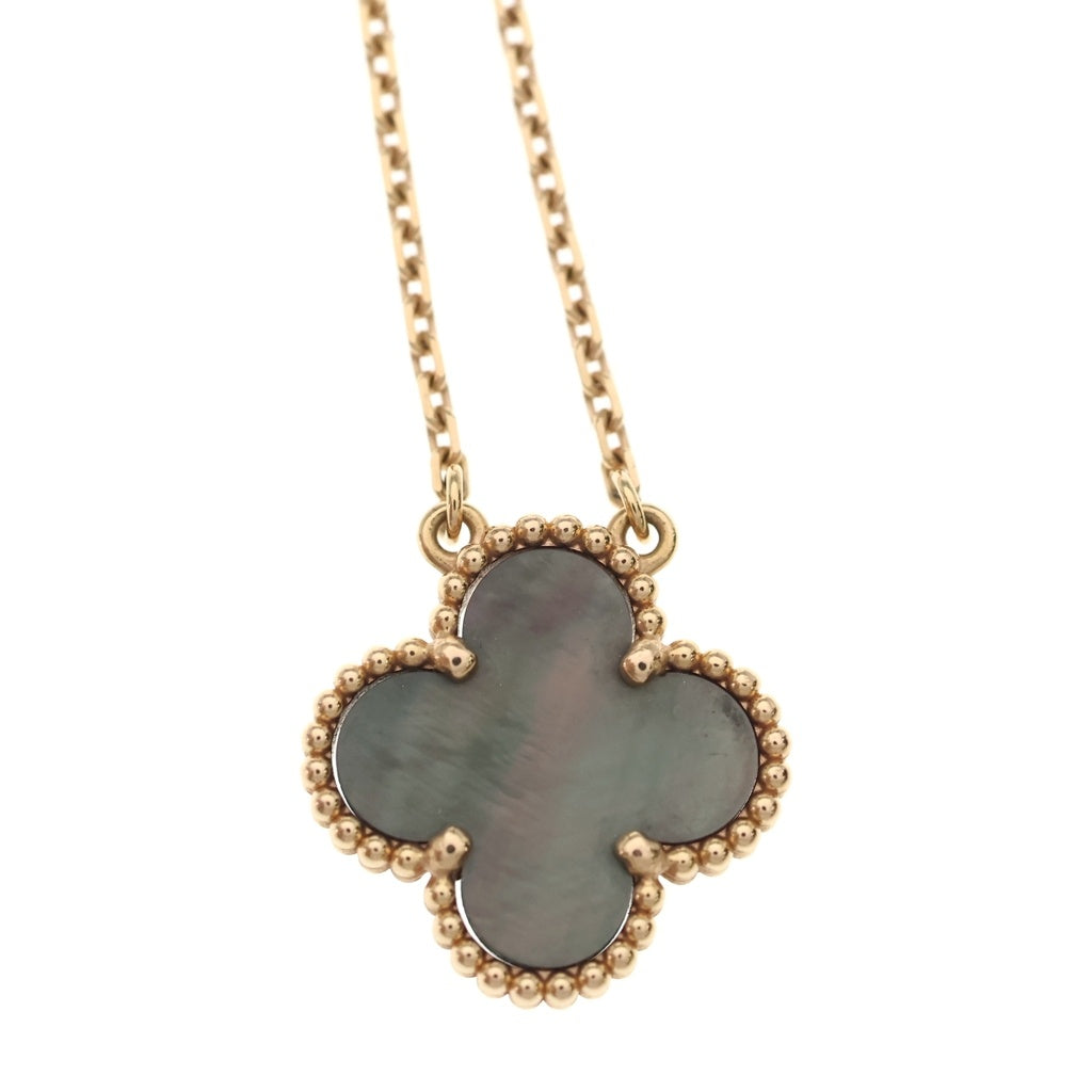 Van Cleef & Arpels(ヴァンクリーフアンドアーペル) ヴィンテージアルハンブラ グレーマザーオブパール ネックレス ペンダント グレー×ピンクゴールド 750PG レディース