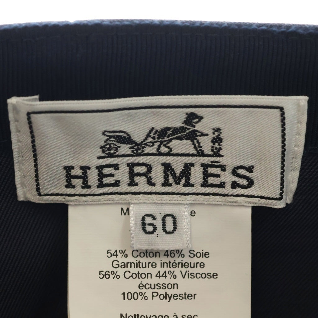 HERMES(エルメス) Hロゴ刺繍 ベースボールキャップ 帽子 ネイビー