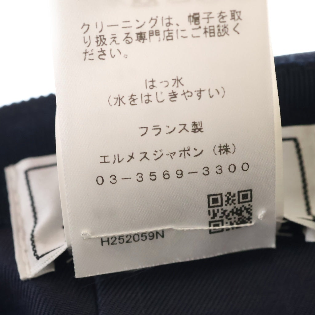 HERMES(エルメス) Hロゴ刺繍 ベースボールキャップ 帽子 ネイビー