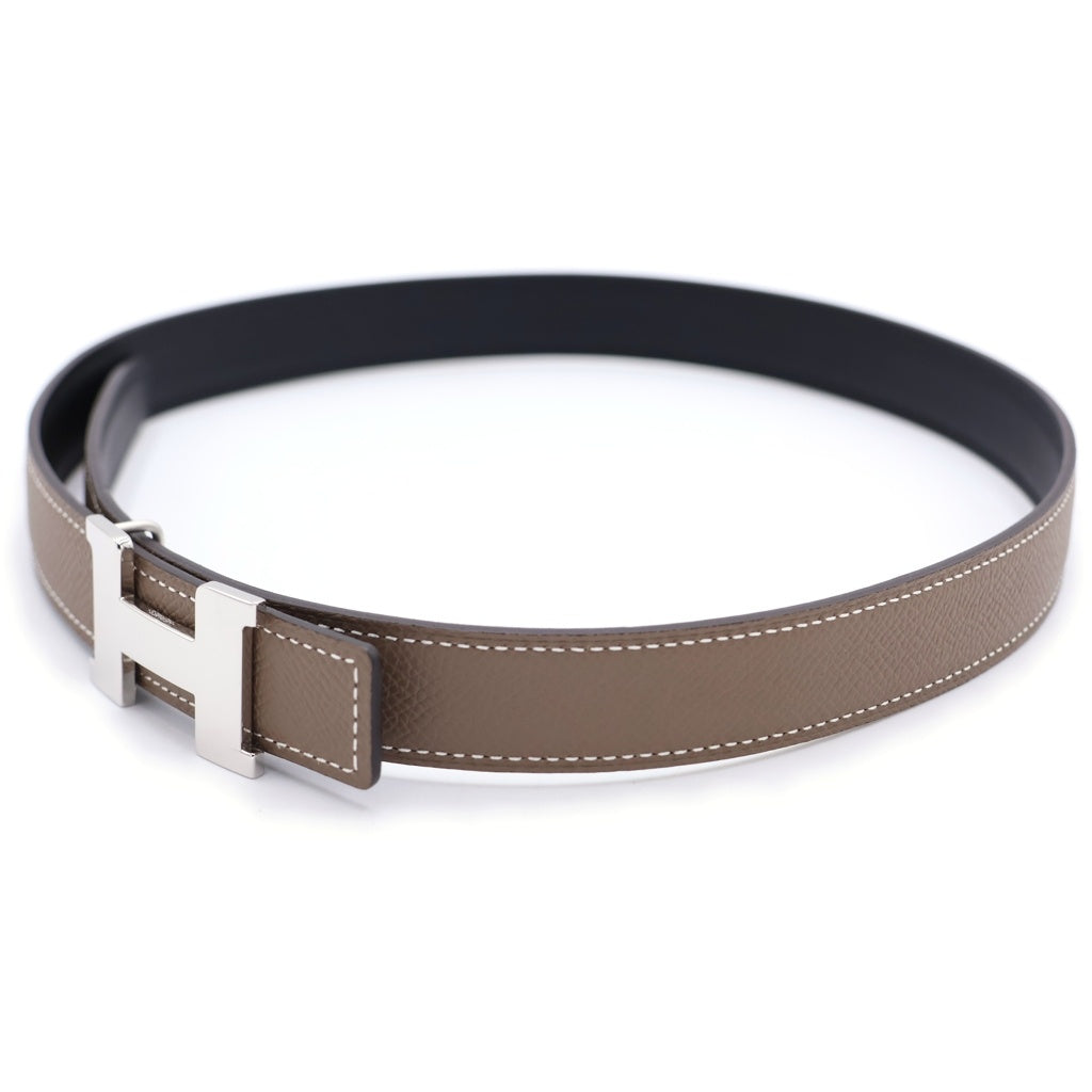 HERMES(エルメス) コンスタンス Hベルト リバーシブル ブラック×エトゥープ シルバー金具 レディース