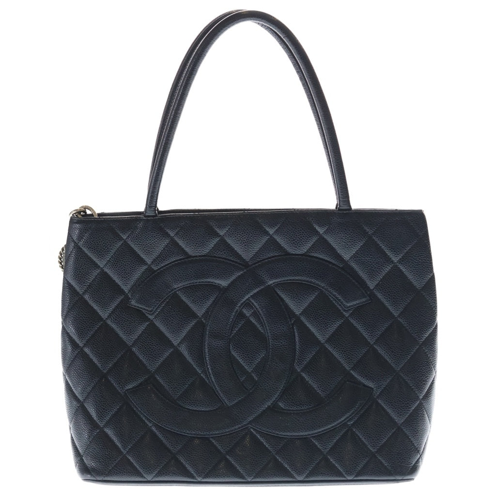 CHANEL(シャネル) 復刻トート ココマーク トートバッグ ハンドバッグ ブラック キャビアスキン シルバー金具 レディース