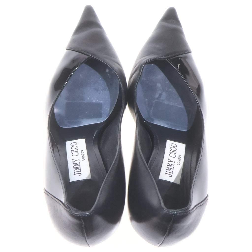 JIMMY CHOO(ジミーチュウ) ピンヒール レザー パンプス エナメル切り替え ブラック レディース
