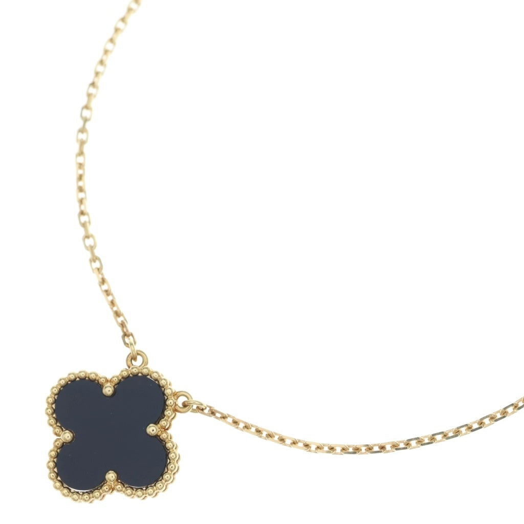 Van Cleef & Arpels(ヴァンクリーフアンドアーペル) ヴィンテージアルハンブラ オニキス ネックレス ペンダント チェーン ゴールド×ブラック Au750 レディース