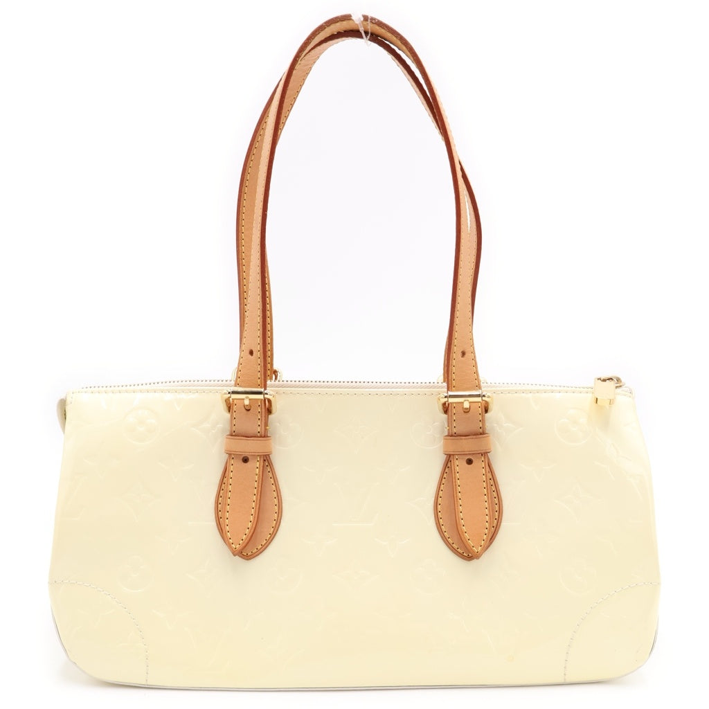 LOUIS VUITTON(ルイヴィトン) ヴェルニ ローズウッドアヴェニュー ペルル ハンドバッグ ライトイエロー×ブラウン レザー×パテント M93508 ゴールド金具 レディース