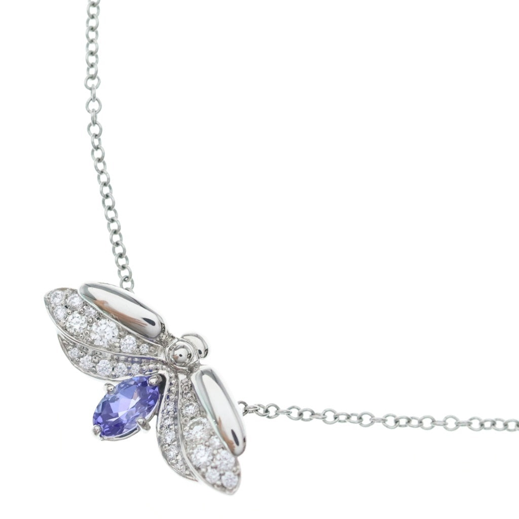 TIFFANY & Co.(ティファニー) ペーパーフラワー ファイヤーフライ タンザナイト ネックレス ダイヤモンド PT950 プラチナ シルバー/ブルー レディース