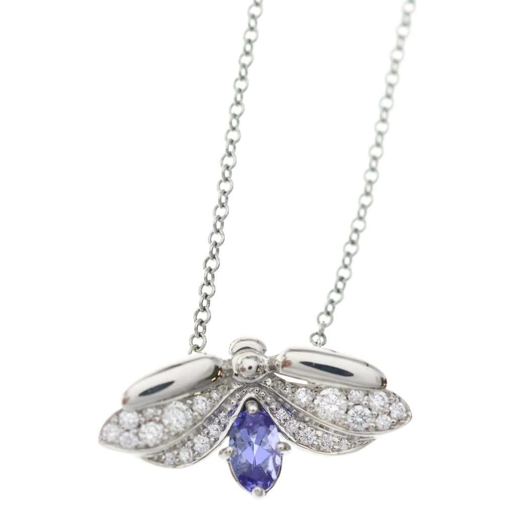 TIFFANY & Co.(ティファニー) ペーパーフラワー ファイヤーフライ タンザナイト ネックレス ダイヤモンド PT950 プラチナ シルバー/ブルー レディース