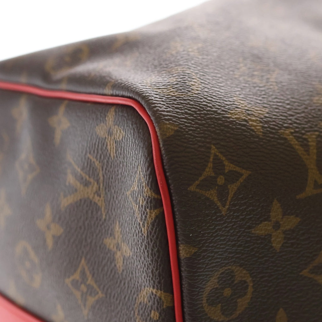 LOUIS VUITTON(ルイヴィトン) モノグラム キーポルバンドリエール50 トラベルバッグ ボストンバッグ ハンドバッグ ブラウン×ポピーレッド レザー×PVC M44740 シルバー金具 レディース