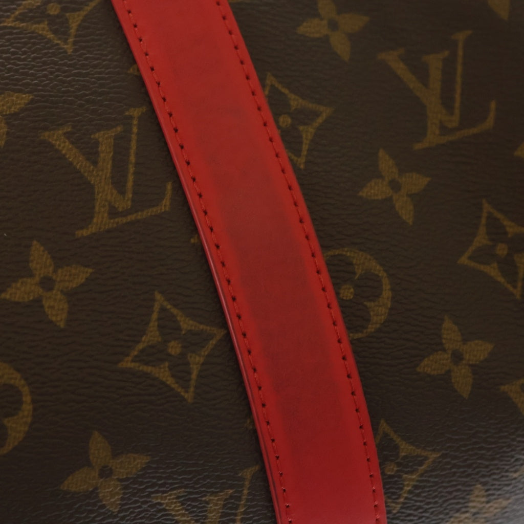 LOUIS VUITTON(ルイヴィトン) モノグラム キーポルバンドリエール50 トラベルバッグ ボストンバッグ ハンドバッグ ブラウン×ポピーレッド レザー×PVC M44740 シルバー金具 レディース