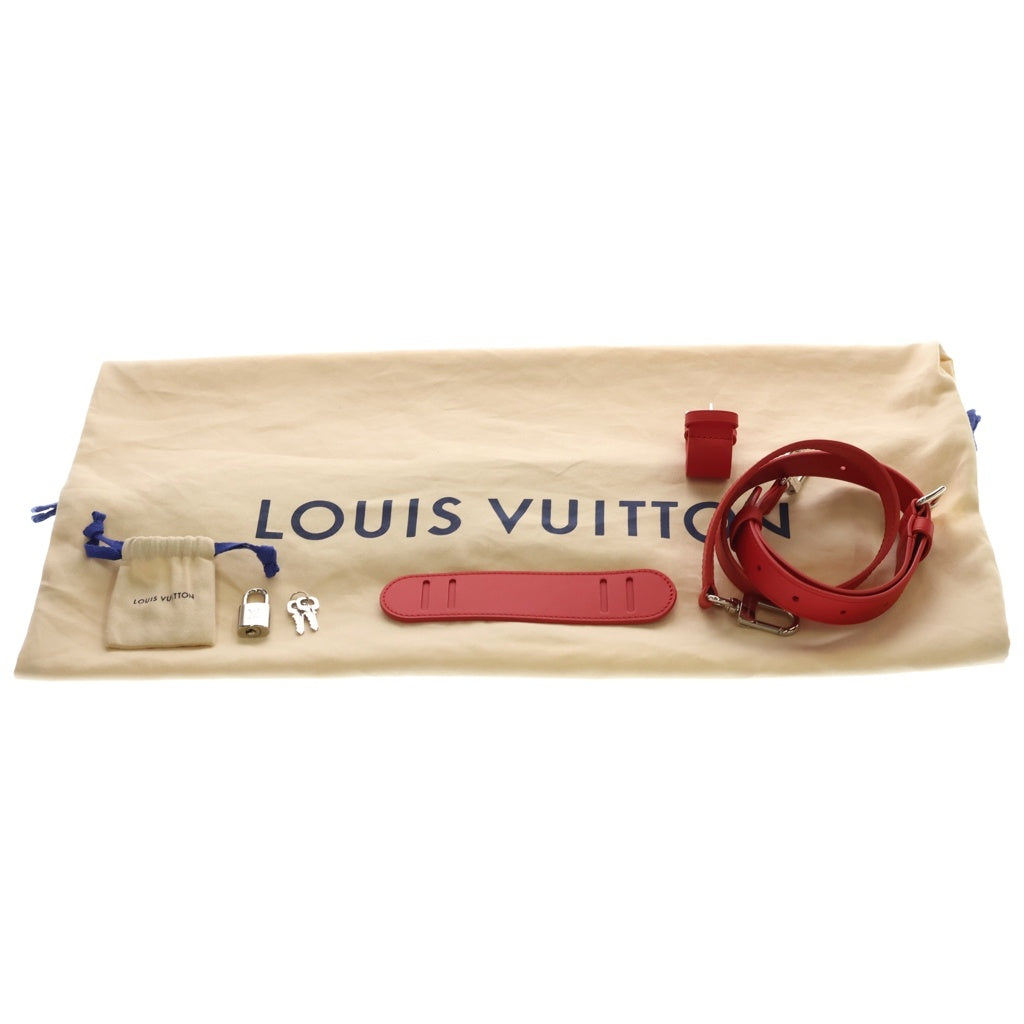 LOUIS VUITTON(ルイヴィトン) モノグラム キーポルバンドリエール50 トラベルバッグ ボストンバッグ ハンドバッグ ブラウン×ポピーレッド レザー×PVC M44740 シルバー金具 レディース