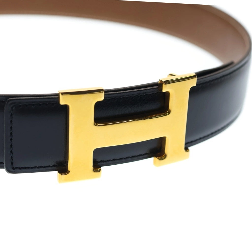 HERMES(エルメス) ミニ コンスタンス ベルト Hロゴ Y刻印 レザー ゴールド金具 ブラック レディース