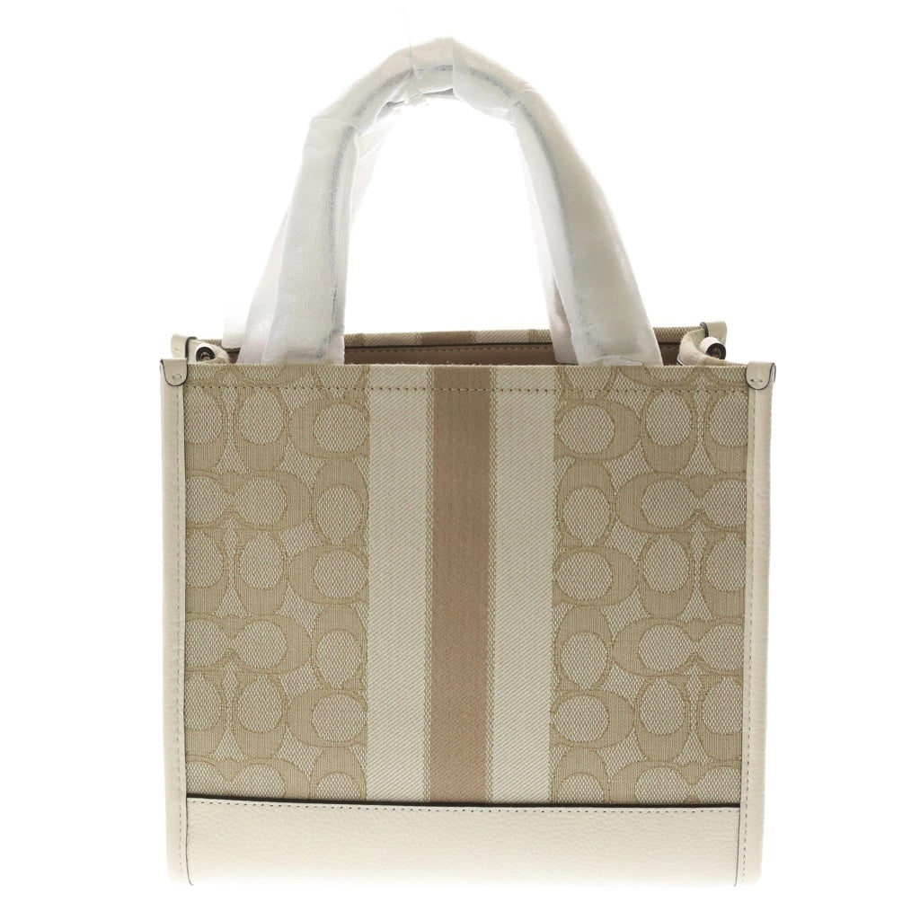 COACH(コーチ) デンプシー トート22 トート ハンドバッグ ストライプ ジャカード パッチ ベージュ CQ878-1 レディース