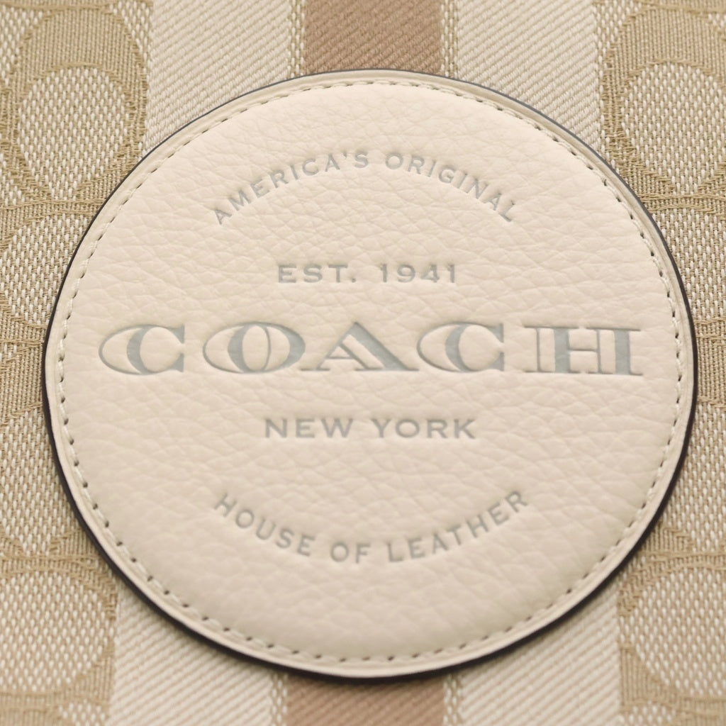 COACH(コーチ) デンプシー トート22 トート ハンドバッグ ストライプ ジャカード パッチ ベージュ CQ878-1 レディース