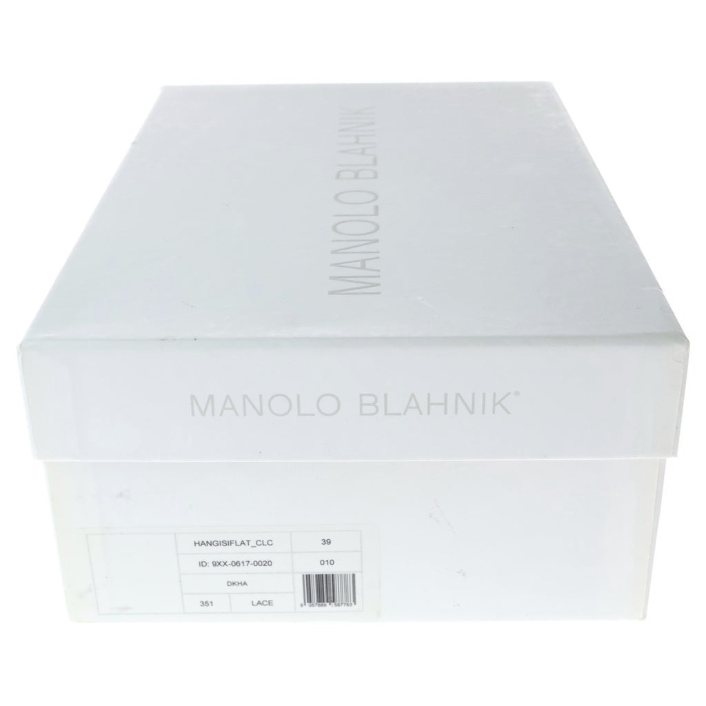 MANOLO BLAHNIK(マノロブラニク) ハンギシ レース ビジュー装飾バックル フラットシューズ パンプス カーキ レディース