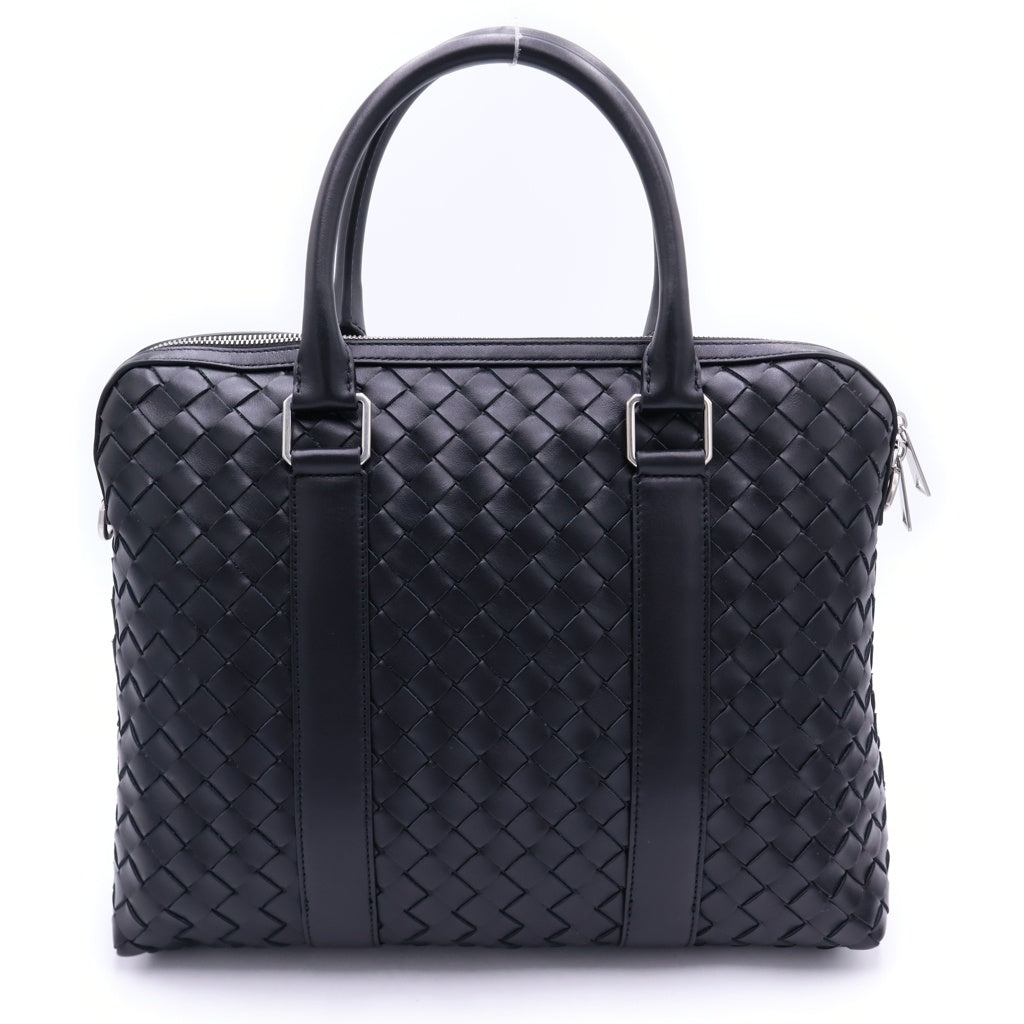 BOTTEGA VENETA(ボッテガヴェネタ) イントレチャート ブリーフケース ハンドバッグ ビジネスバッグ ショルダーバッグ ブラック レザー シルバー金具