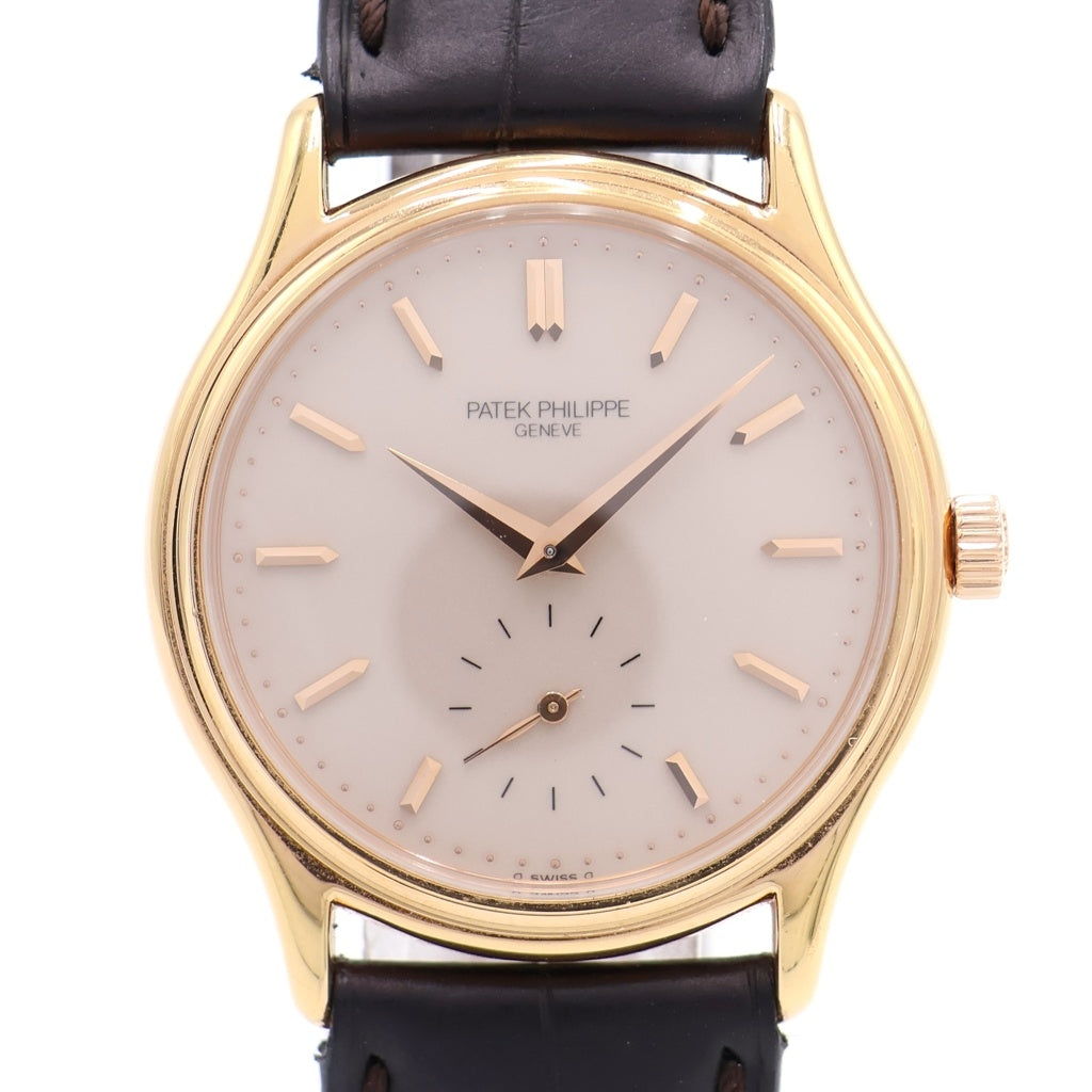 PATEK PHILIPPE(パテックフィリップ) カラトラバ アイボリー文字盤 レザーベルト 手巻き 腕時計 K18PG ピンクゴールド/ブラック 3923R