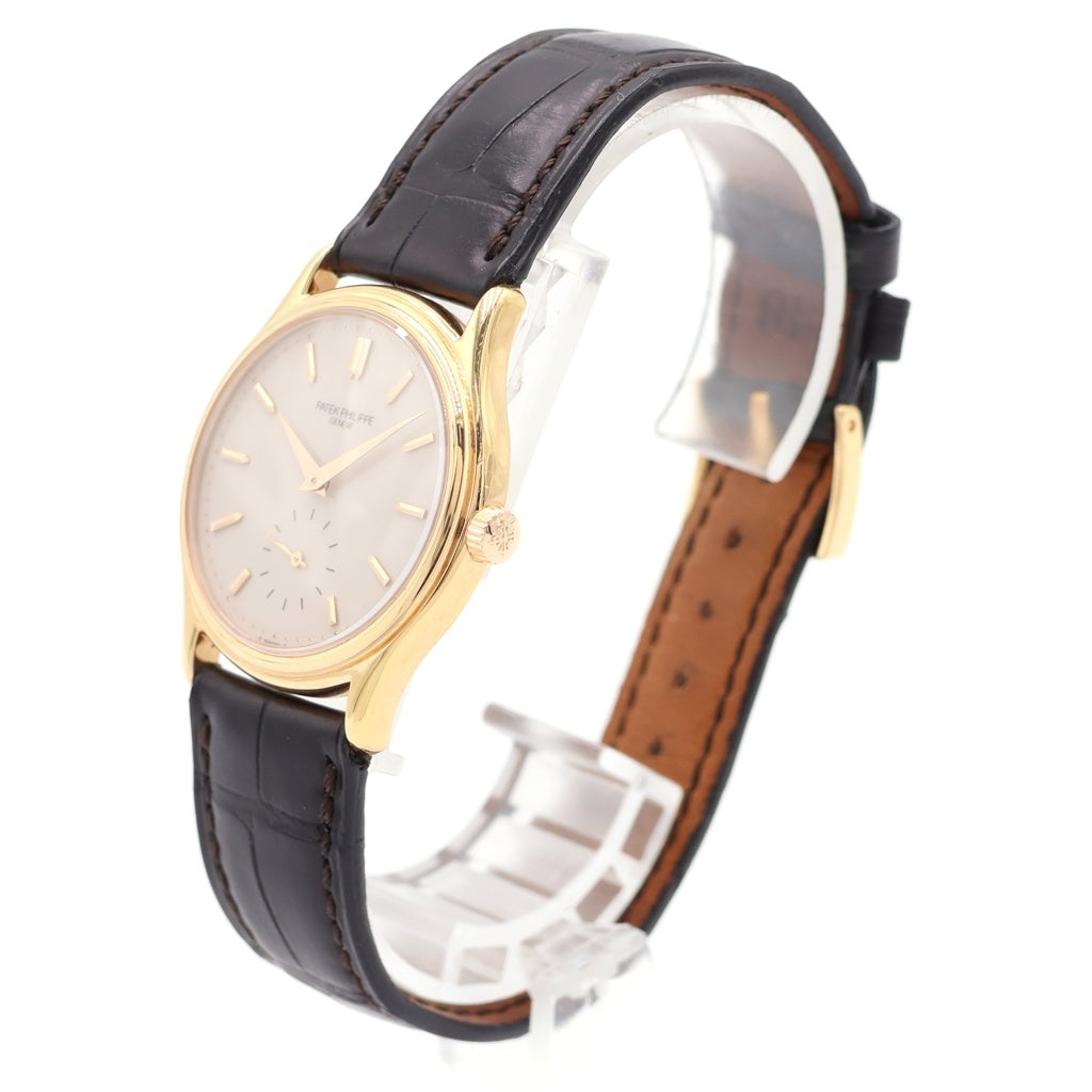 PATEK PHILIPPE(パテックフィリップ) カラトラバ アイボリー文字盤 レザーベルト 手巻き 腕時計 K18PG ピンクゴールド/ブラック 3923R