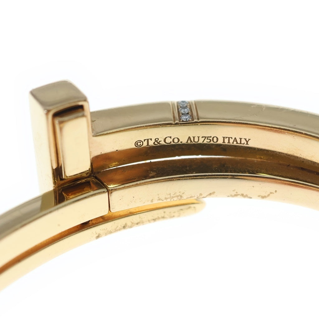 TIFFANY & Co.(ティファニー) Tスクエアラップ メレダイヤ Au750 K18PG ブレスレット バングル ピンクゴールド レディース