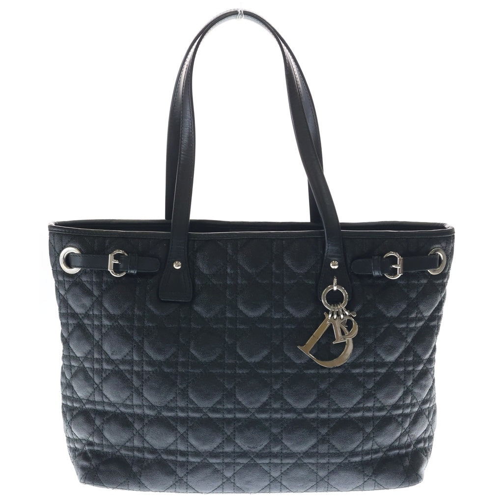 Christian Dior(クリスチャンディオール) パナレア カナージュ トートバッグ ハンドバッグ ブラック レザー シルバー金具 レディース