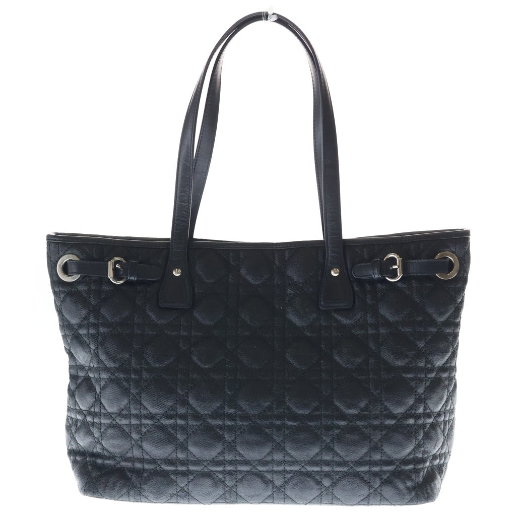 Christian Dior(クリスチャンディオール) パナレア カナージュ トートバッグ ハンドバッグ ブラック レザー シルバー金具 レディース