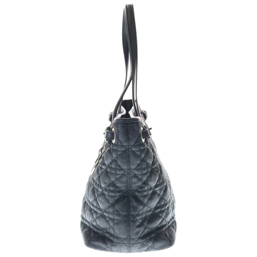 Christian Dior(クリスチャンディオール) パナレア カナージュ トートバッグ ハンドバッグ ブラック レザー シルバー金具 レディース