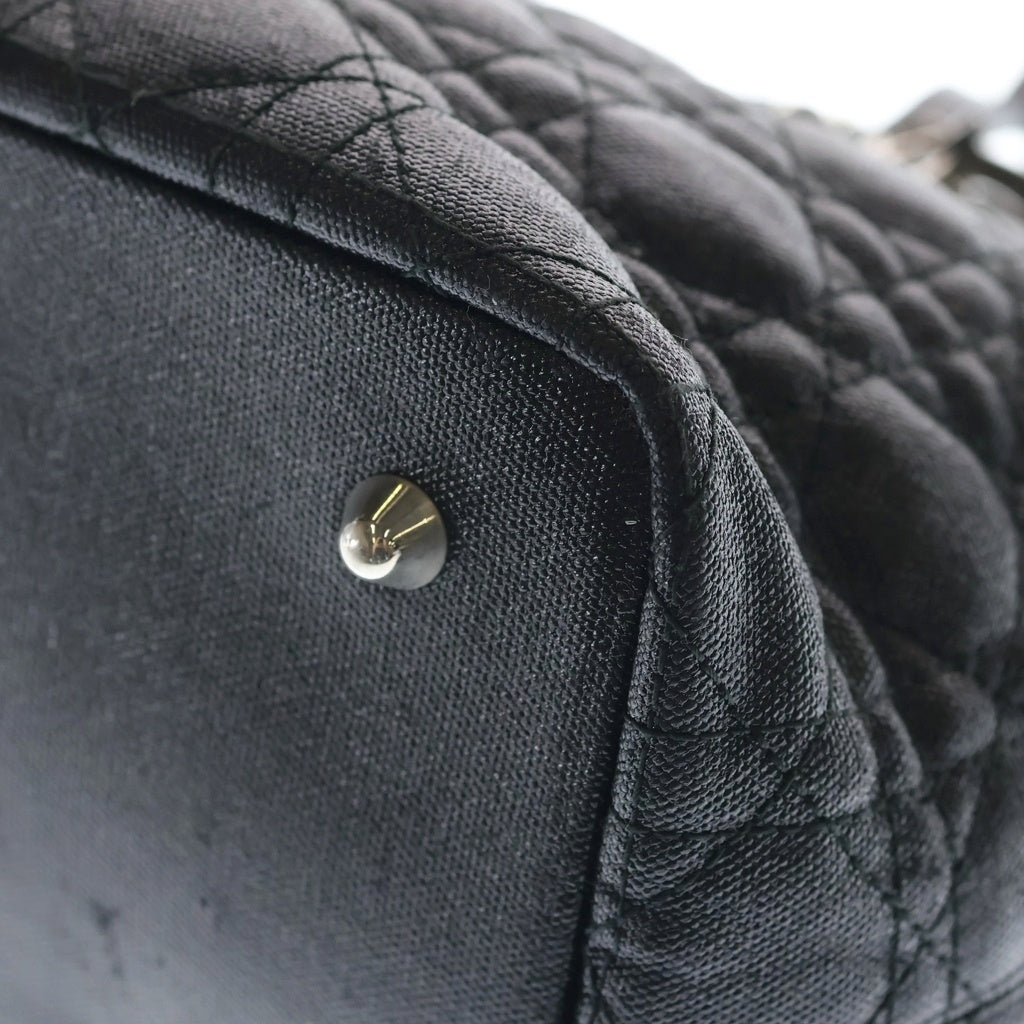 Christian Dior(クリスチャンディオール) パナレア カナージュ トートバッグ ハンドバッグ ブラック レザー シルバー金具 レディース