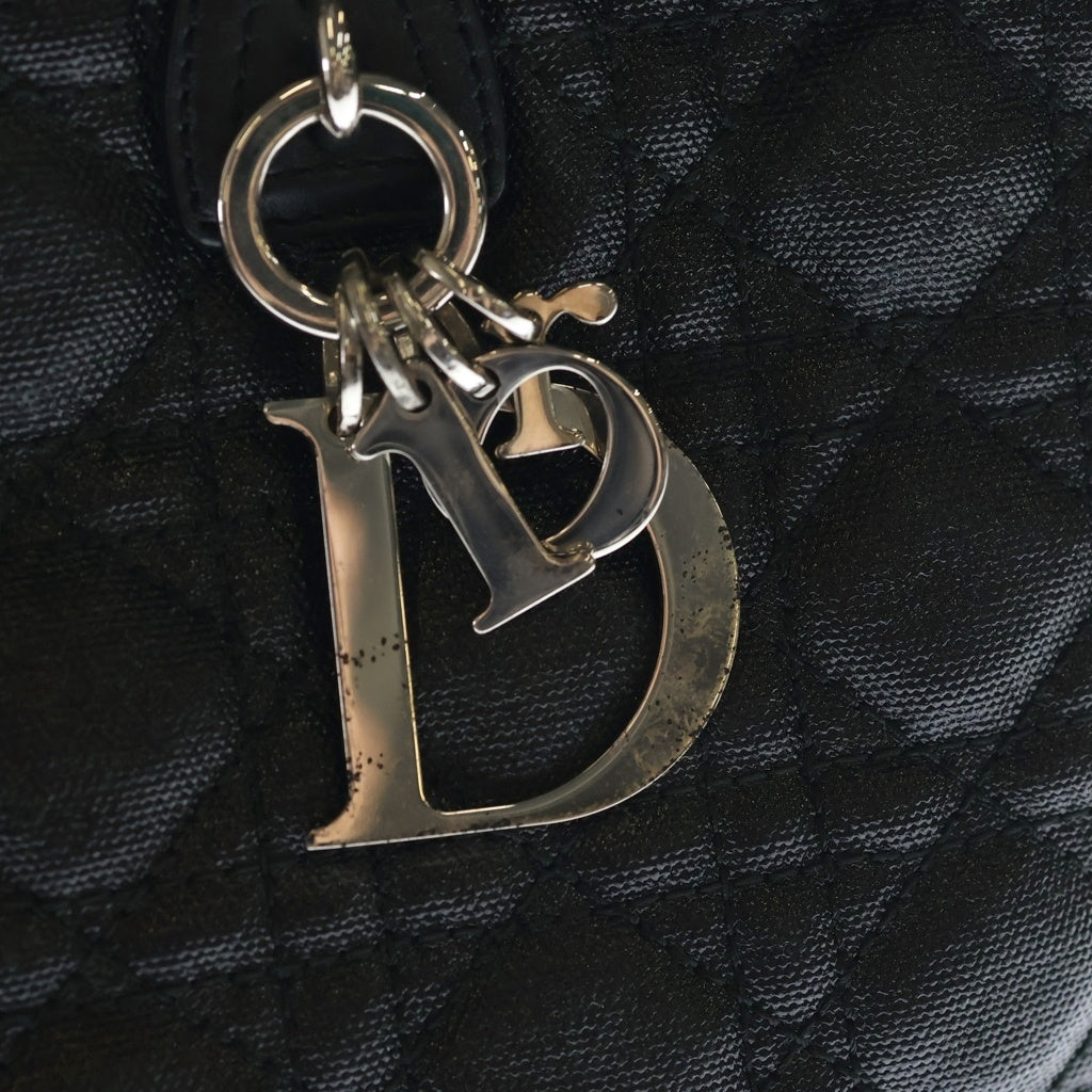 Christian Dior(クリスチャンディオール) パナレア カナージュ トートバッグ ハンドバッグ ブラック レザー シルバー金具 レディース