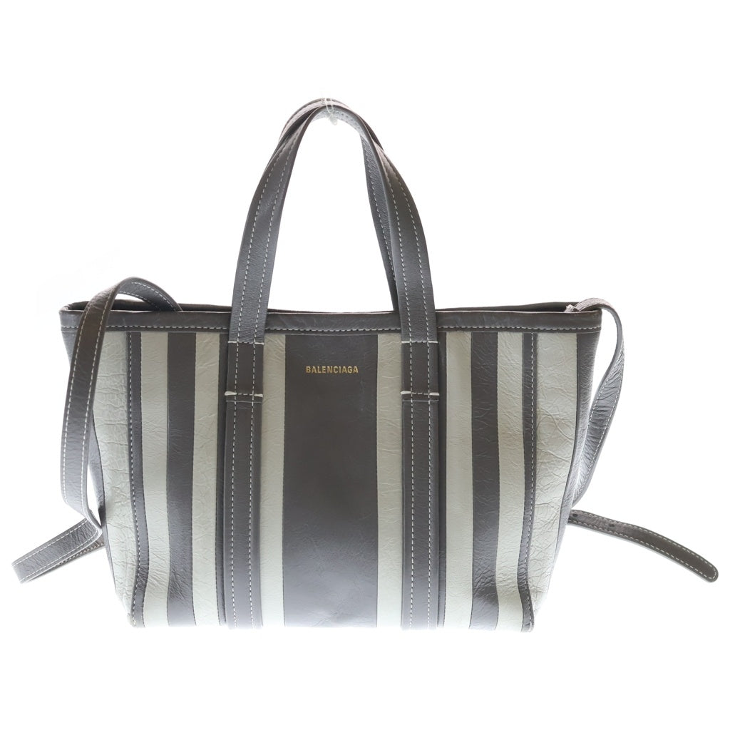 BALENCIAGA(バレンシアガ) バルべス 2WAYハンドバッグ ショルダーバッグ グレー×ホワイト レザー 671404 シルバー金具 レディース