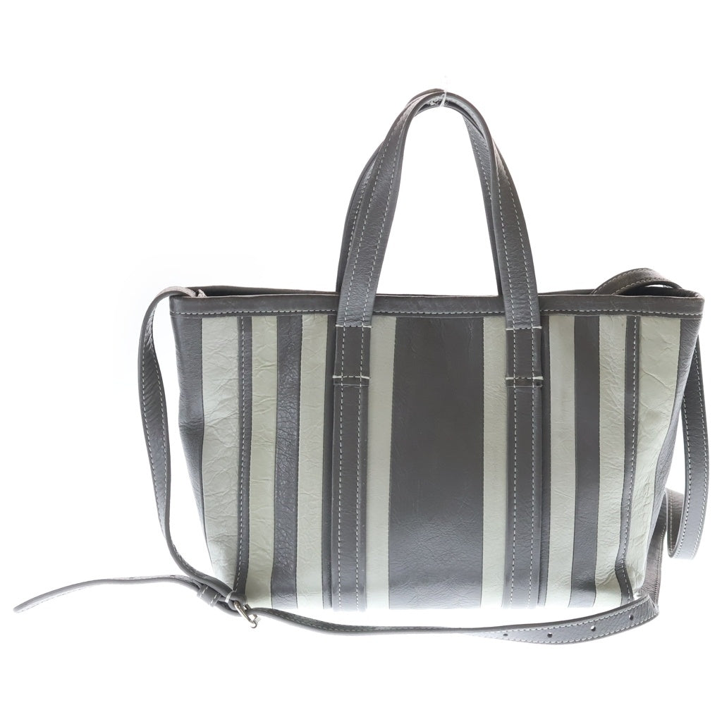 BALENCIAGA(バレンシアガ) バルべス 2WAYハンドバッグ ショルダーバッグ グレー×ホワイト レザー 671404 シルバー金具 レディース