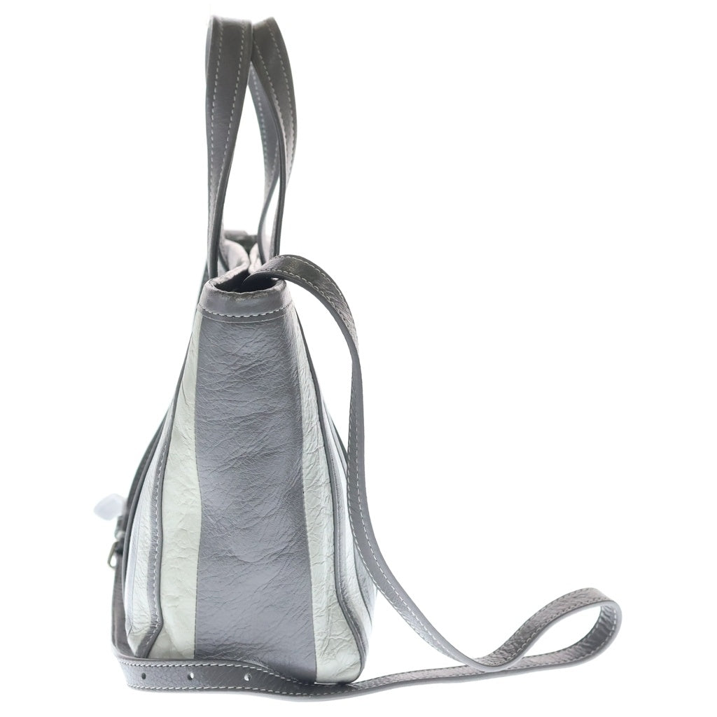 BALENCIAGA(バレンシアガ) バルべス 2WAYハンドバッグ ショルダーバッグ グレー×ホワイト レザー 671404 シルバー金具 レディース