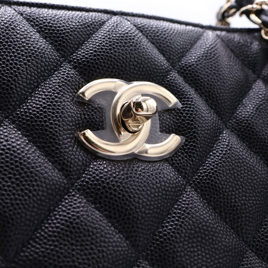 CHANEL(シャネル) マトラッセ チェーントートバッグ ラージ キャビアスキン シルバー金具 ブラック A91046 プレート レディース