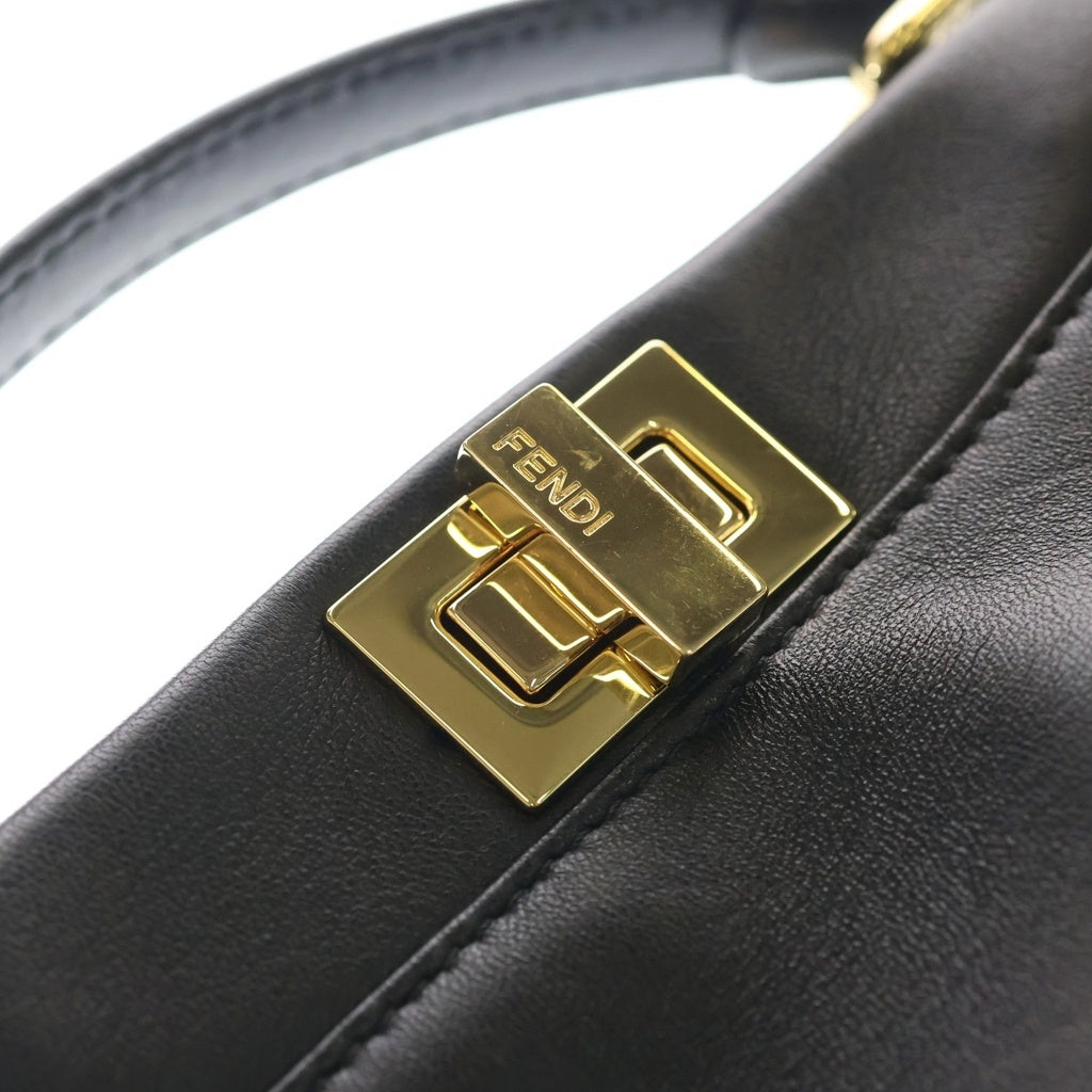 FENDI(フェンディ) ピーカブー レザー ゴールド金具 2WAY ハンドバッグ ショルダーバッグ 8BN244 ブラック レディース