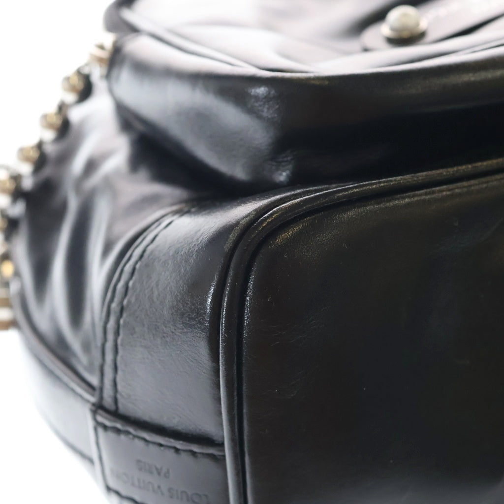 LOUIS VUITTON(ルイヴィトン) LV NIGHT ノエ カーゴ ショルダーバック ブラック レザー M13985 シルバー金具 レディース
