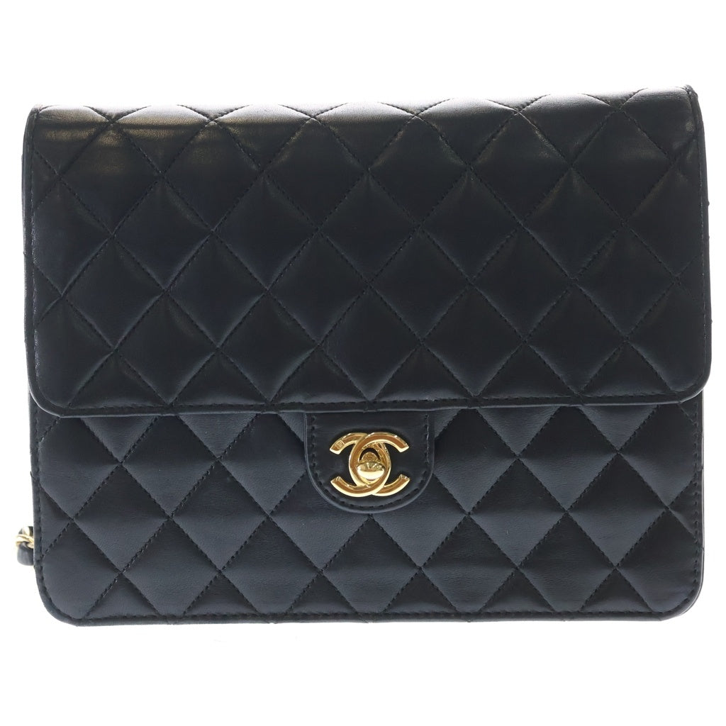 CHANEL(シャネル) マトラッセ22 プッシュロック シングルフラップシングルチェーンショルダーバッグ ブラック ラムスキン ゴールド金具 レディース