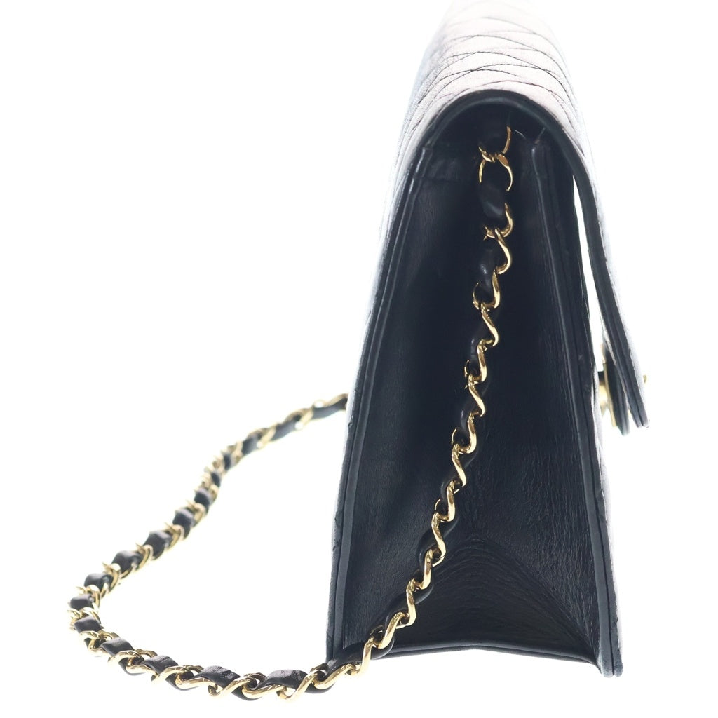 CHANEL(シャネル) マトラッセ22 プッシュロック シングルフラップシングルチェーンショルダーバッグ ブラック ラムスキン ゴールド金具 レディース