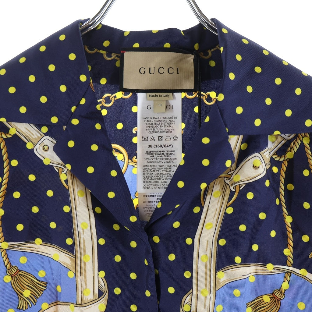 GUCCI(グッチ) 短丈 ZANUR シルクシャツ ネイビー #38 744796 レディース