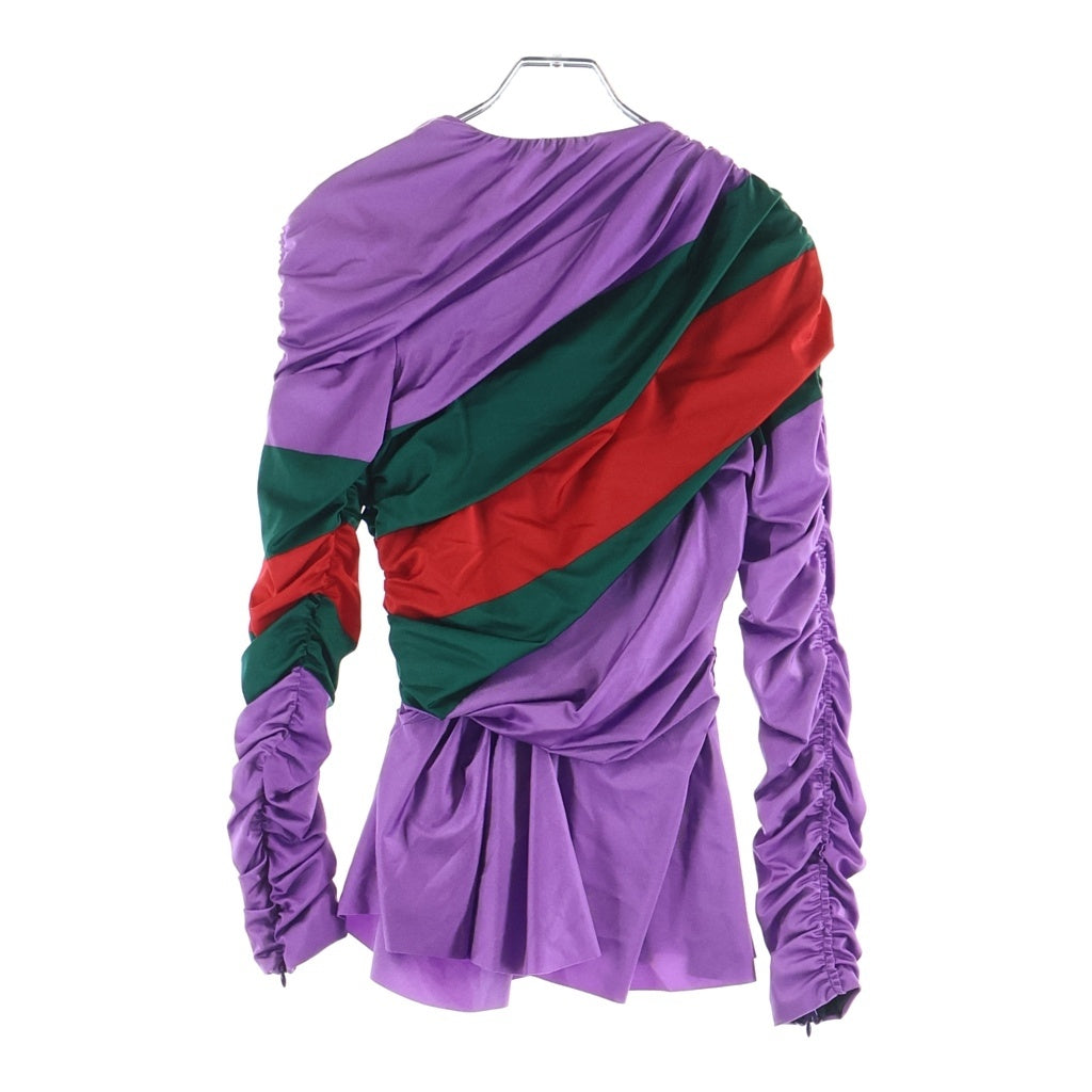 GUCCI(グッチ) ×バレンシアガ ギャザーストレッチブラウス パープル ナイロン×ポリウレタン #38 677041 レディース