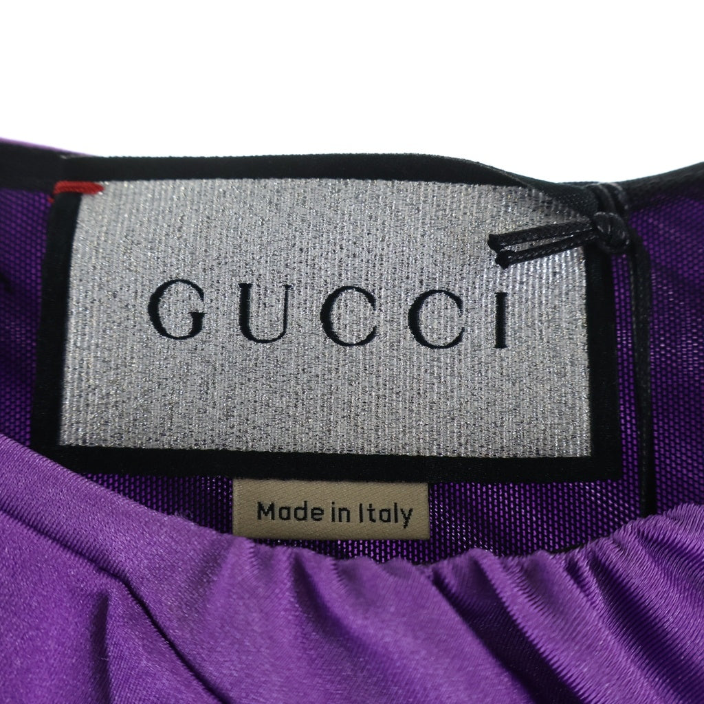 GUCCI(グッチ) ×バレンシアガ ギャザーストレッチブラウス パープル ナイロン×ポリウレタン #38 677041 レディース