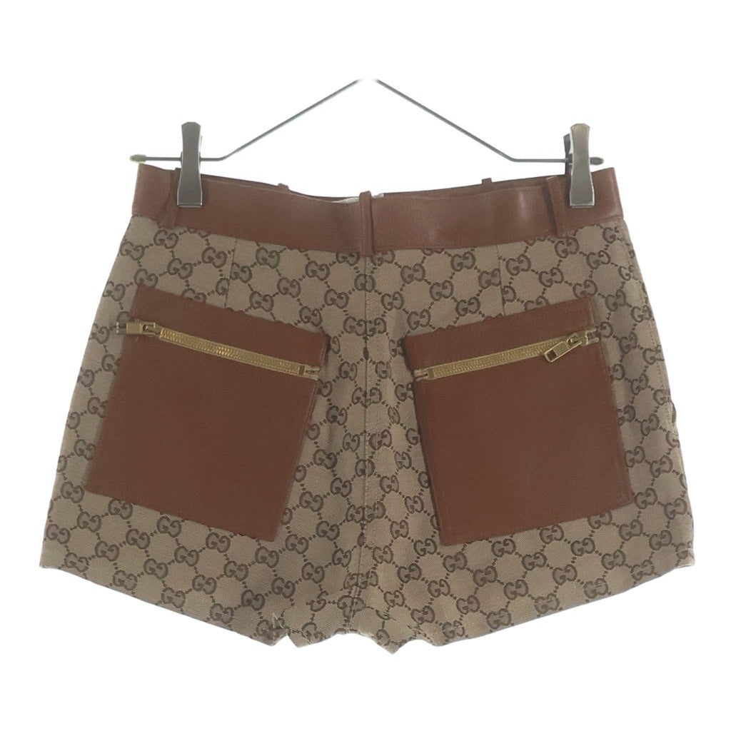 GUCCI(グッチ) GGキャンバス ショートパンツ ベージュ×ブラウン #38 681154 レディース