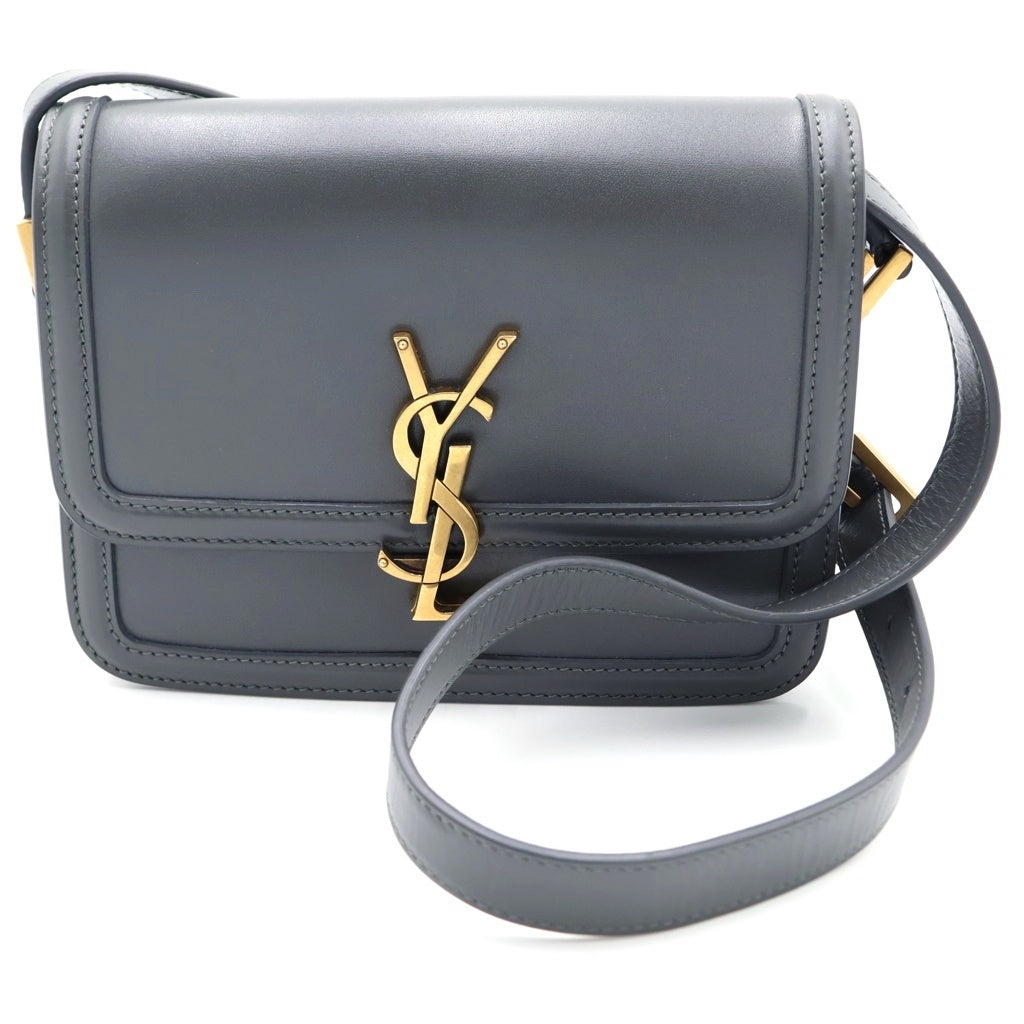 SAINT LAURENT PARIS(サンローランパリ) ソルフェリーノ スモール ショルダーバッグ ミニバッグ グレー レザー 634306 ゴールド金具 レディース