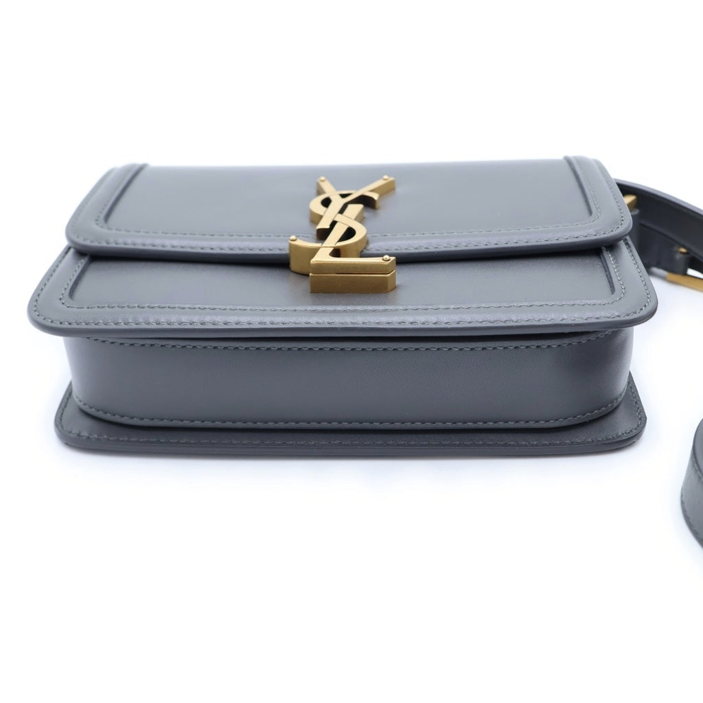 SAINT LAURENT PARIS(サンローランパリ) ソルフェリーノ スモール ショルダーバッグ ミニバッグ グレー レザー 634306 ゴールド金具 レディース