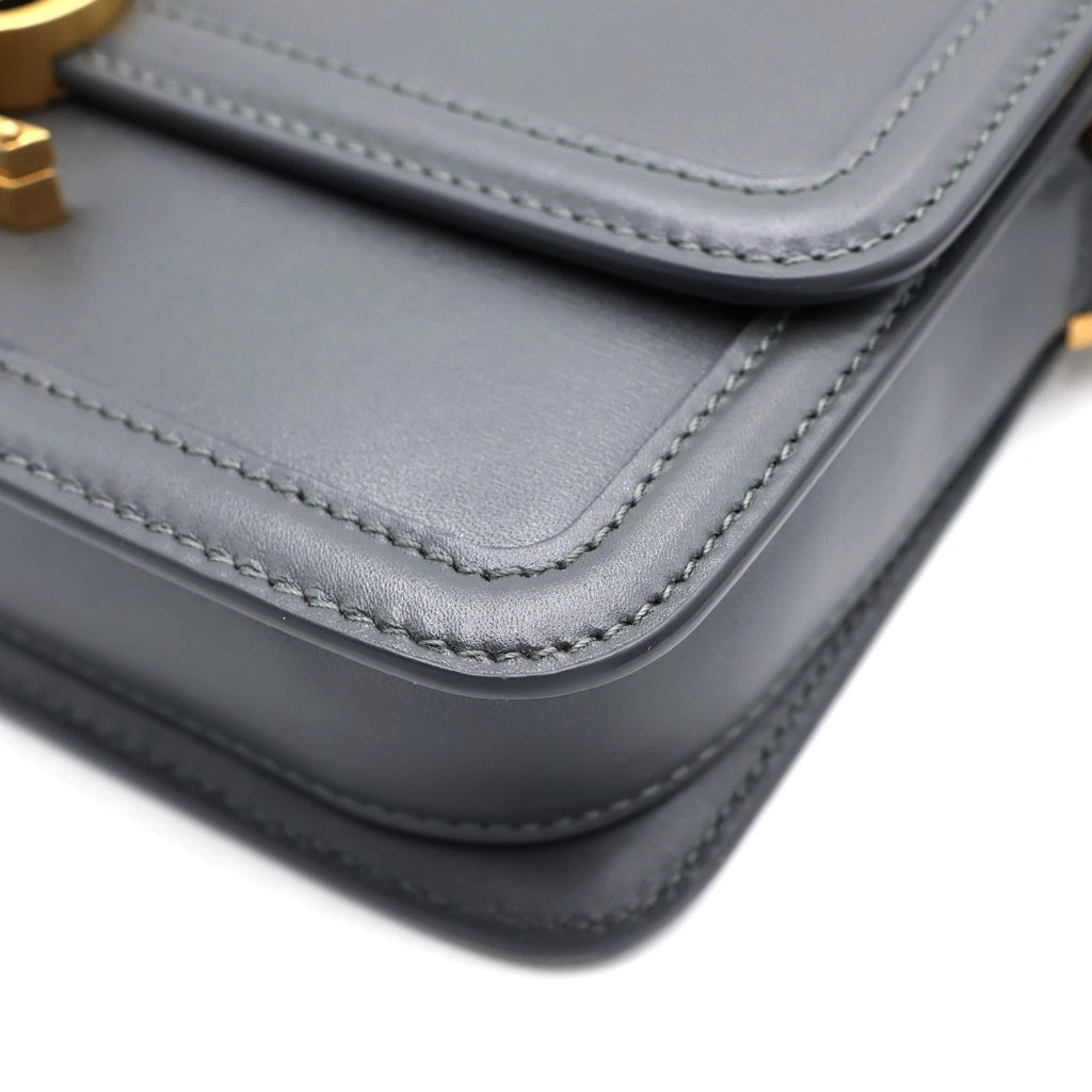 SAINT LAURENT PARIS(サンローランパリ) ソルフェリーノ スモール ショルダーバッグ ミニバッグ グレー レザー 634306 ゴールド金具 レディース