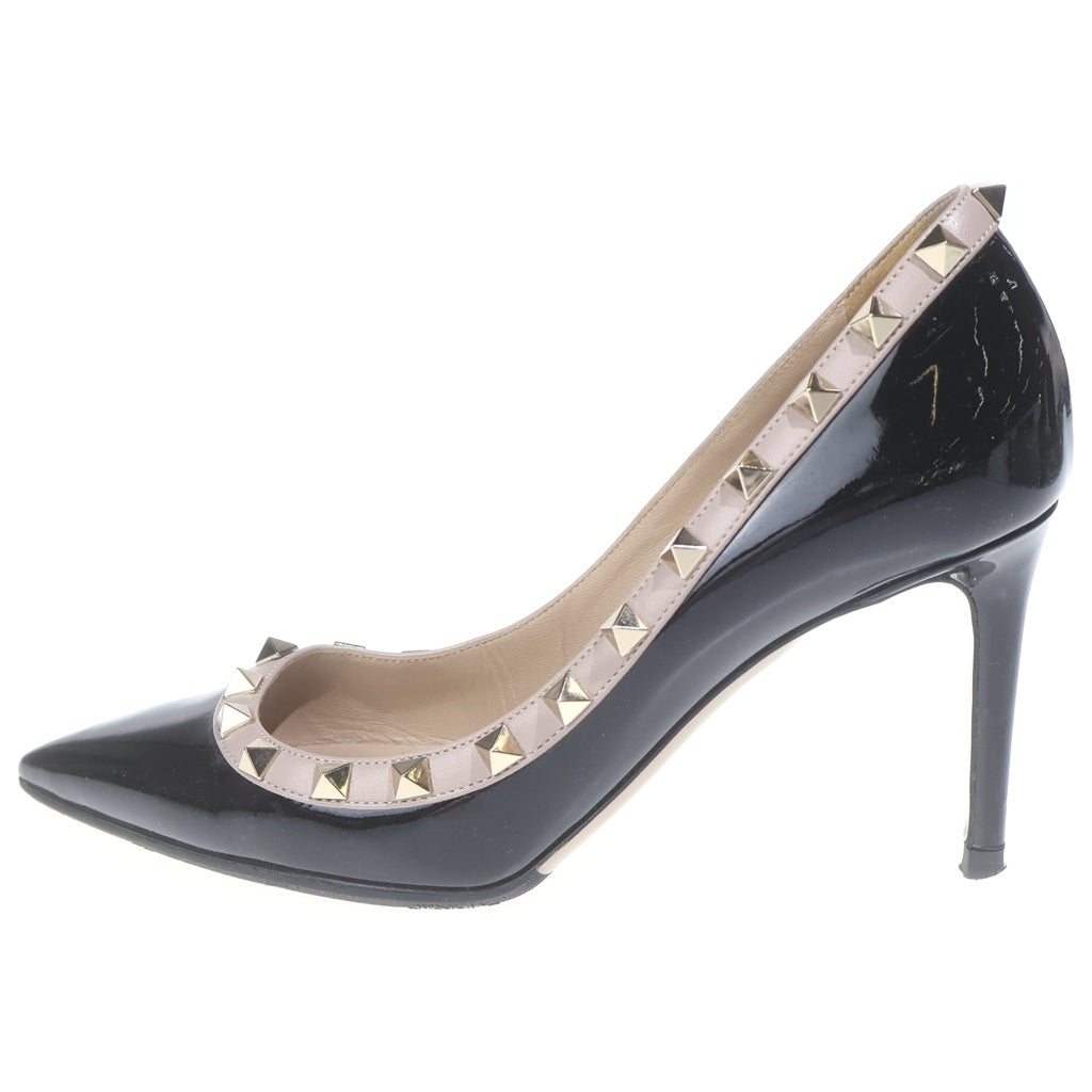 VALENTINO(ヴァレンティノ) スタッズヒールパンプス スタッズ ブラック パテント #36 1/2 レディース