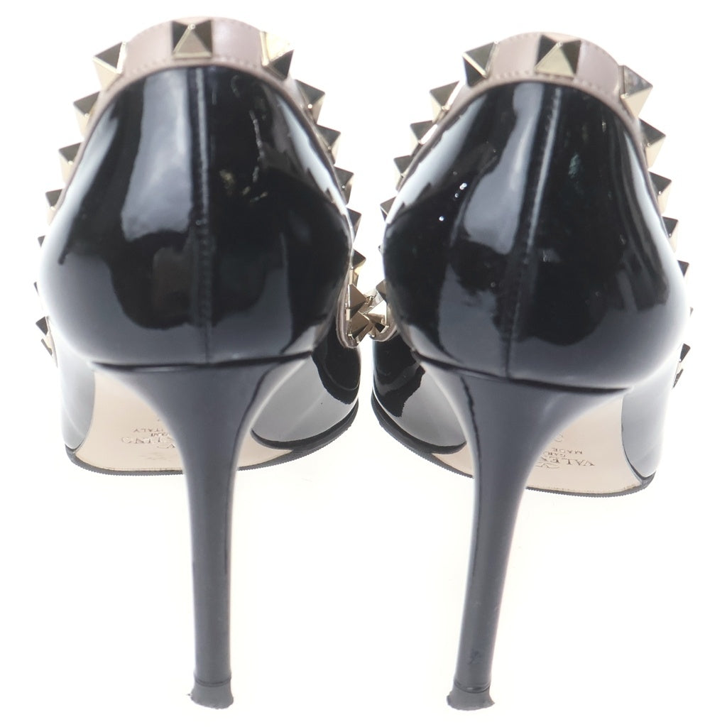 VALENTINO(ヴァレンティノ) スタッズヒールパンプス スタッズ ブラック パテント #36 1/2 レディース