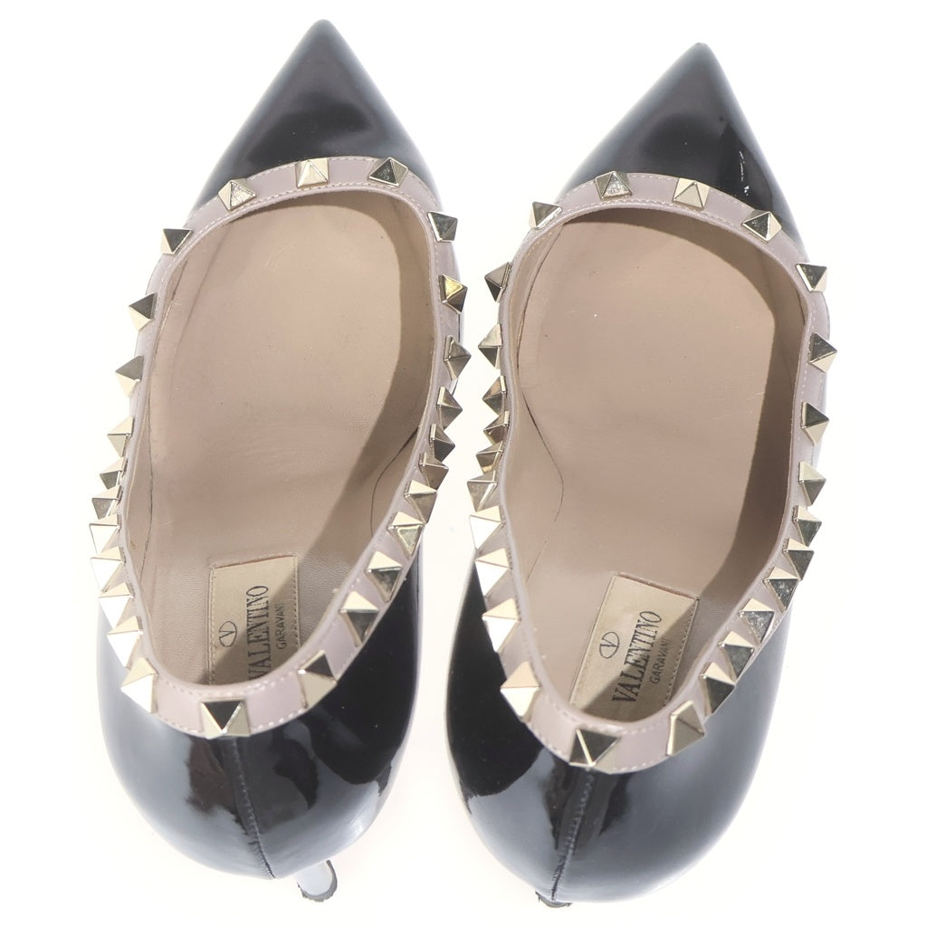 VALENTINO(ヴァレンティノ) スタッズヒールパンプス スタッズ ブラック パテント #36 1/2 レディース